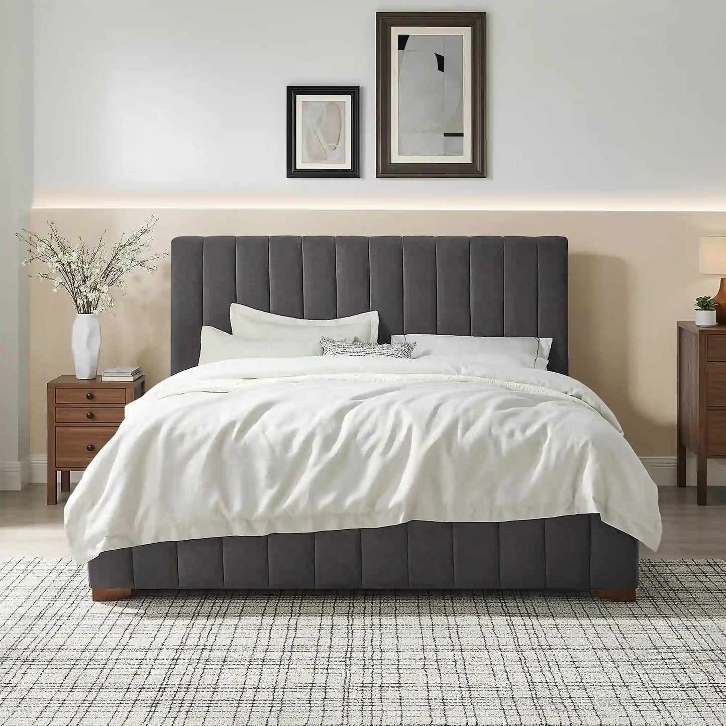 Modern Design Bed Frame Upholstered Queen Bed Frame Platform