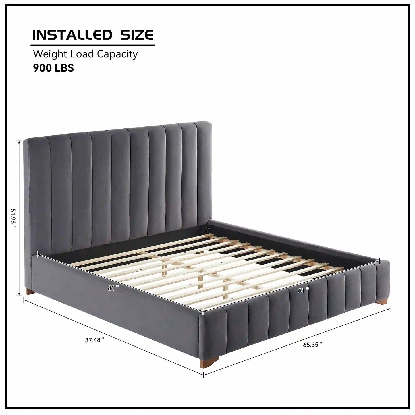 Modern Design Bed Frame Upholstered Queen Bed Frame Platform
