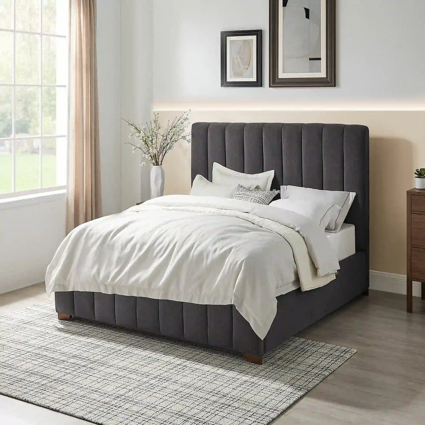 Modern Design Bed Frame Upholstered Queen Bed Frame Platform