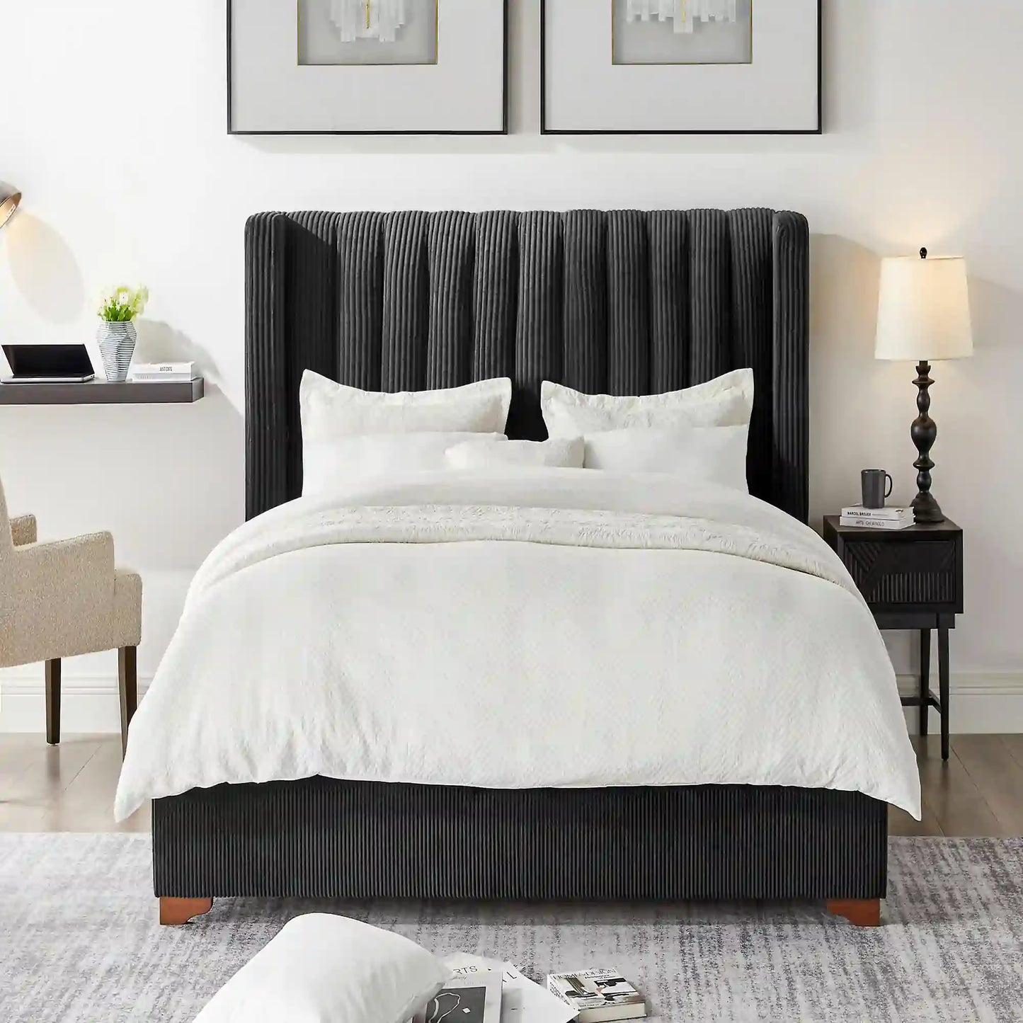 Twin Size Modern Design Bed Frame Upholstered