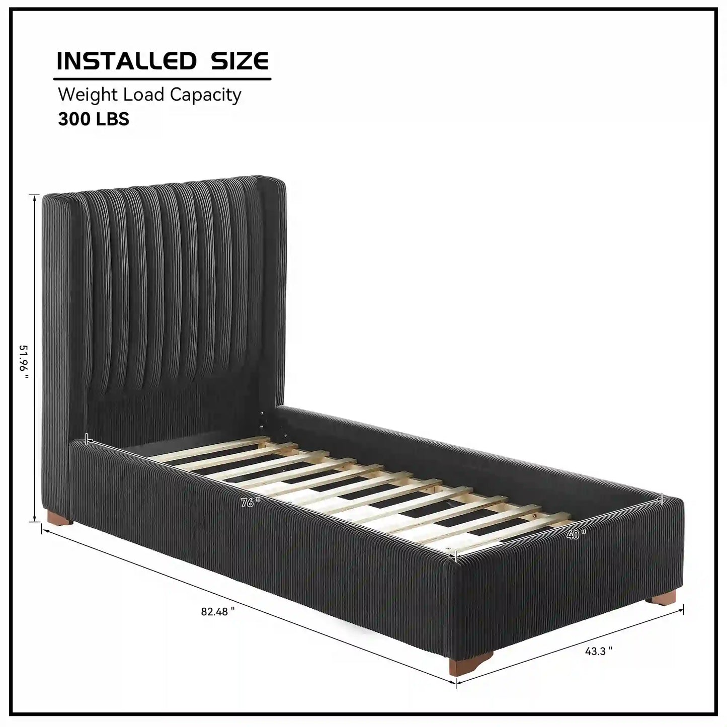 Twin Size Modern Design Bed Frame Upholstered