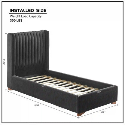 Twin Size Modern Design Bed Frame Upholstered