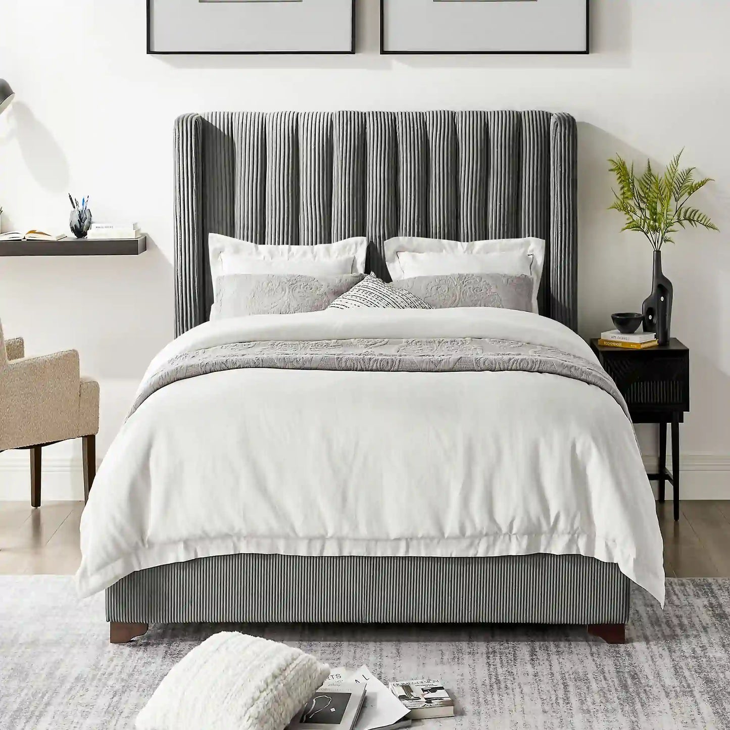 Twin Size Modern Design Bed Frame Upholstered