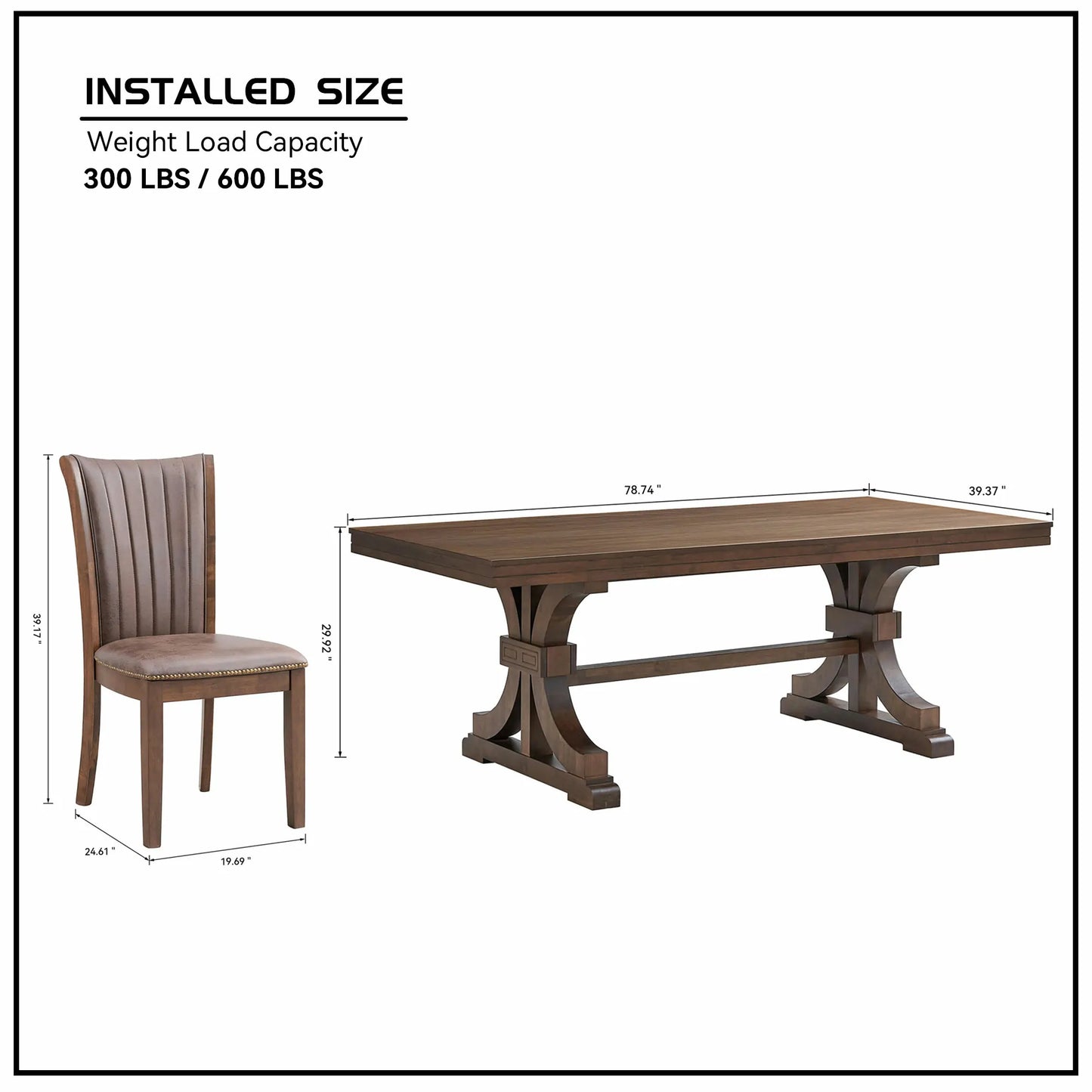 Mid Century Modern 7-Pc Dining Set: Faux Leather Chairs & Rubber Wood Table