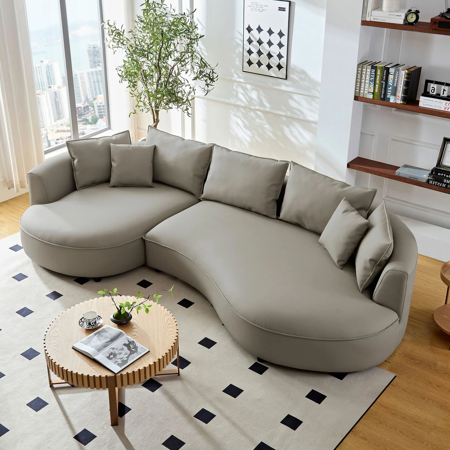 Left-Facing L-Shaped Sectional 128.74 Inch Modern Sectional Curved Sofa Couch