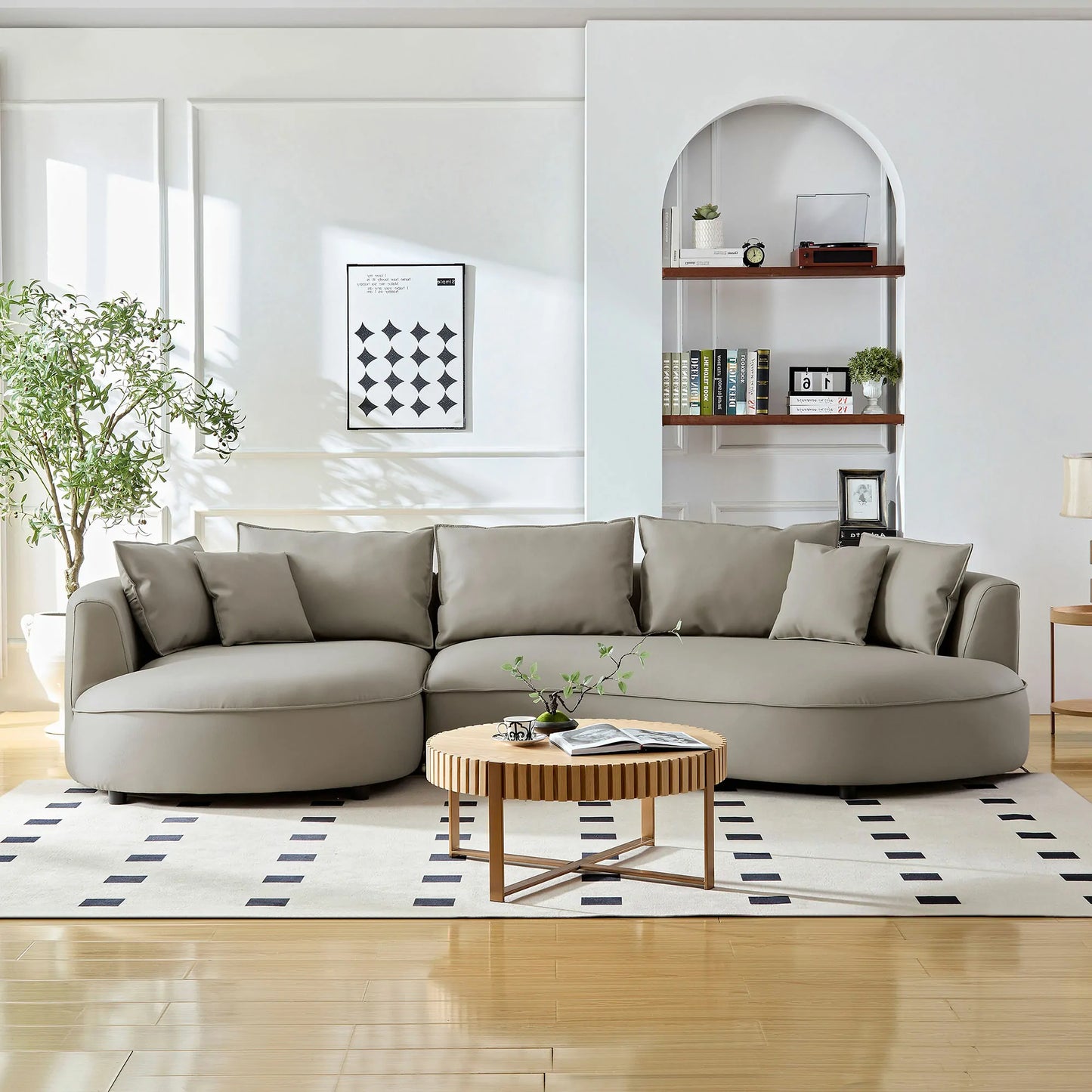 Left-Facing L-Shaped Sectional 128.74 Inch Modern Sectional Curved Sofa Couch