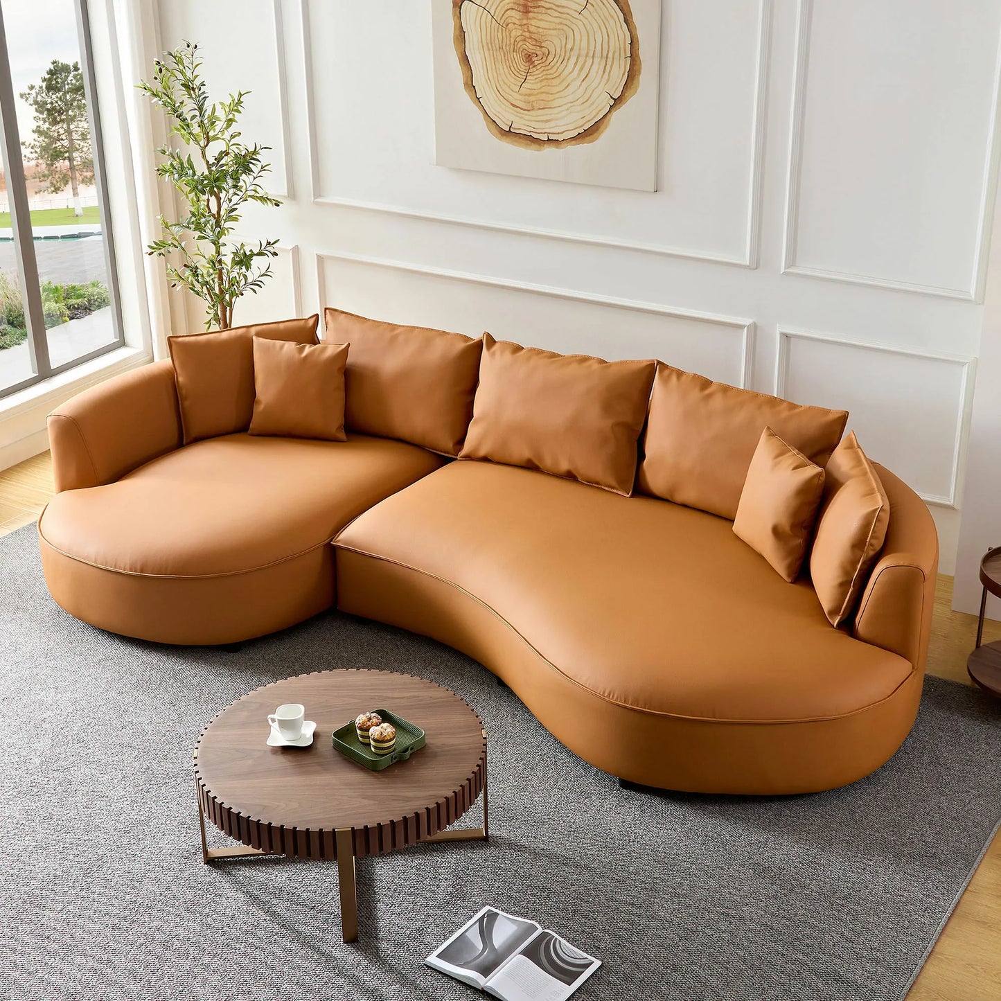 Left-Facing L-Shaped Sectional 128.74 Inch Modern Sectional Curved Sofa Couch