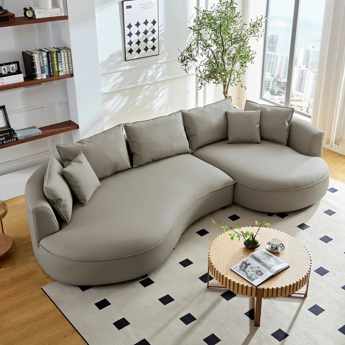 Right-Facing L-Shaped Sectional 128.74 Inch Modern Sectional Curved Sofa Couch