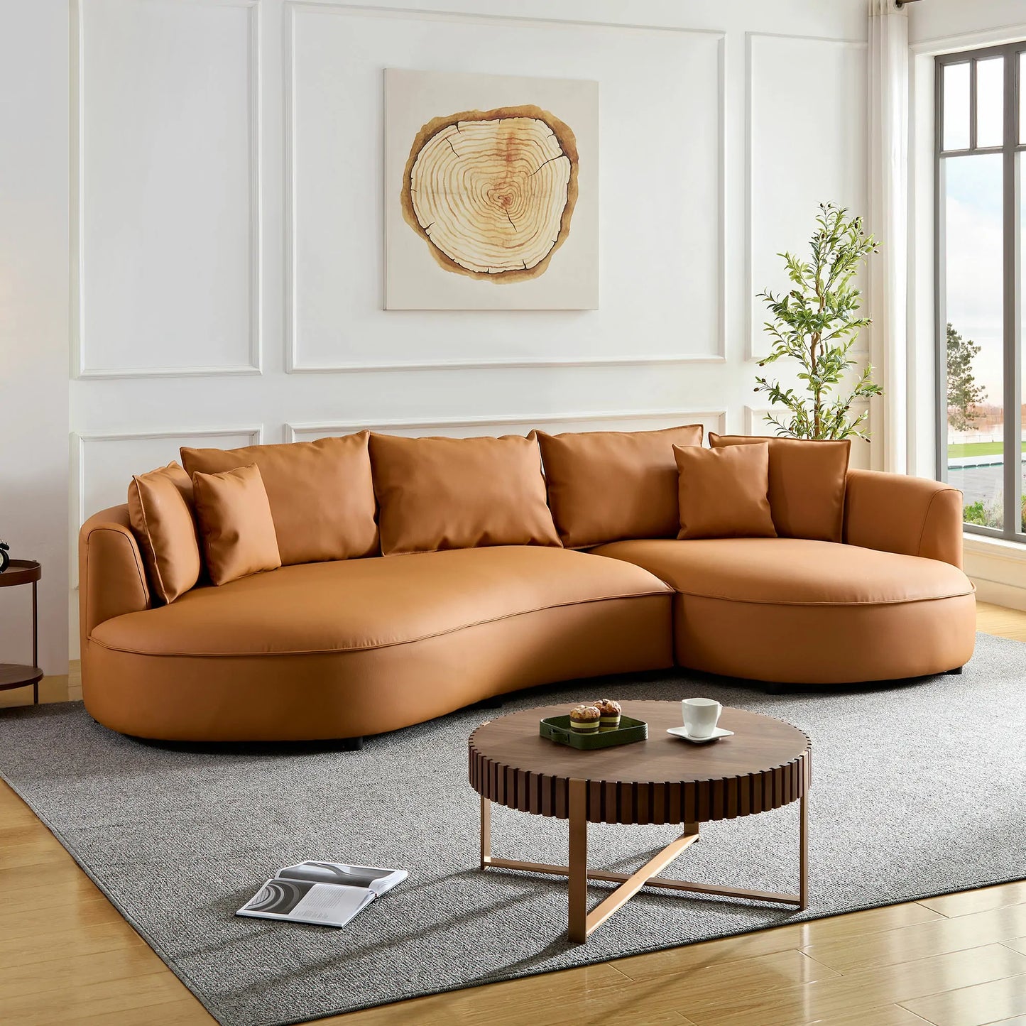 Right-Facing L-Shaped Sectional 128.74 Inch Modern Sectional Curved Sofa Couch