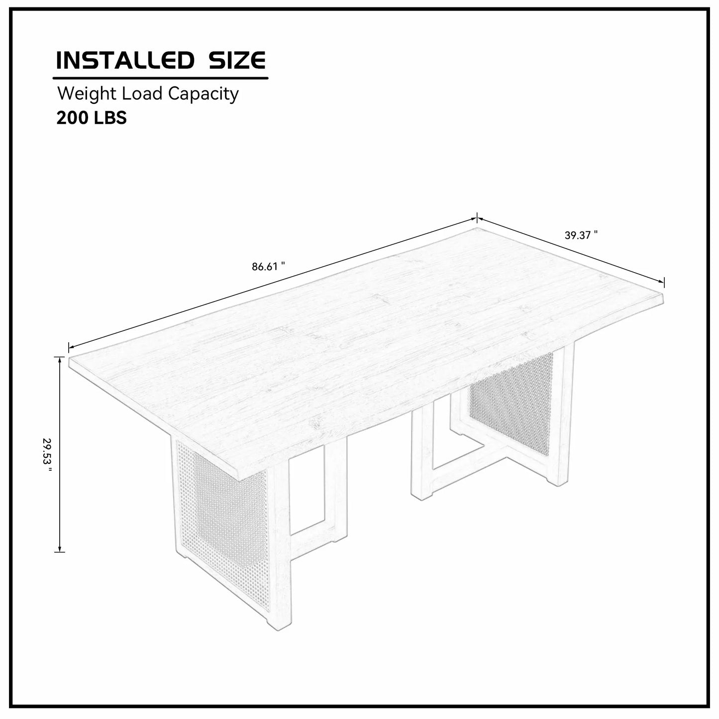 86.61 Inch Oversize Rectangular Waves Dining Table Set