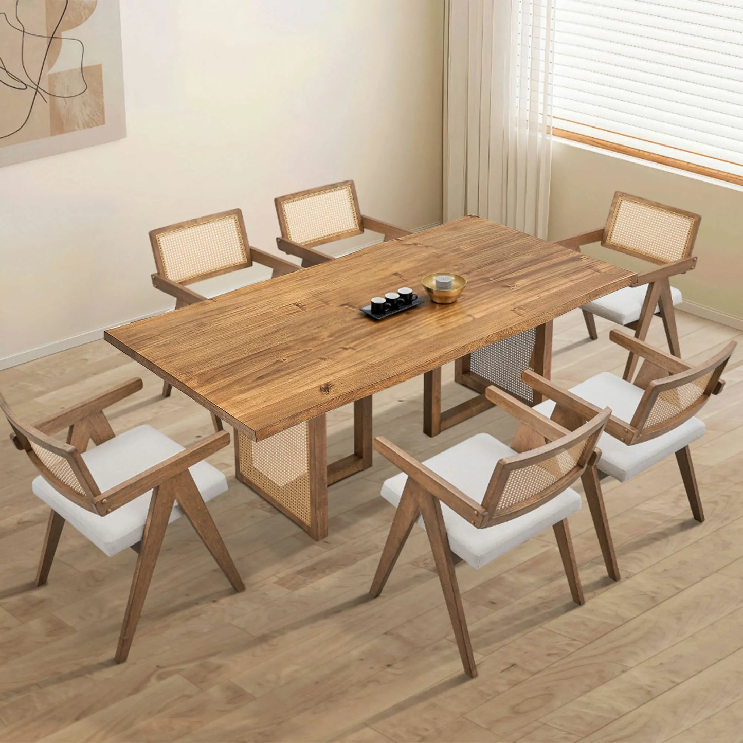 86.61 Inch Oversize Rectangular Waves Dining Table Set