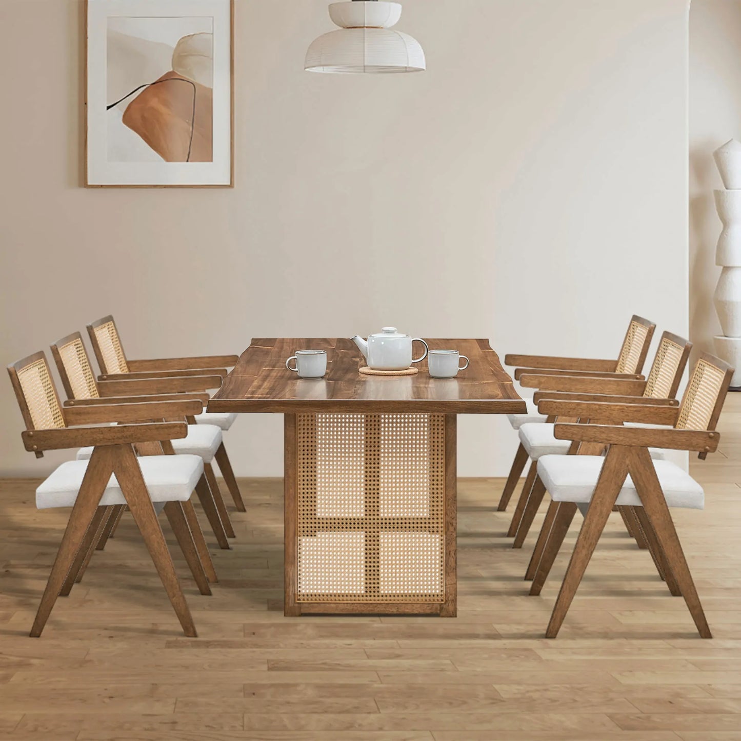86.61 Inch Oversize Rectangular Waves Dining Table Set