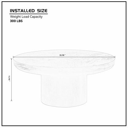 35.98'' Round Wood Veneer Coffee Table with Cylindrical Legs – Modern Side Table