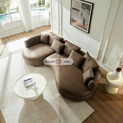 Left-Facing L-Shaped Sectional 128.74 Inch Modern Sectional Curved Sofa Couch