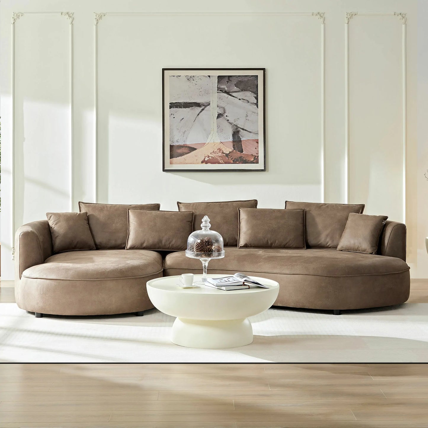 Left-Facing L-Shaped Sectional 128.74 Inch Modern Sectional Curved Sofa Couch