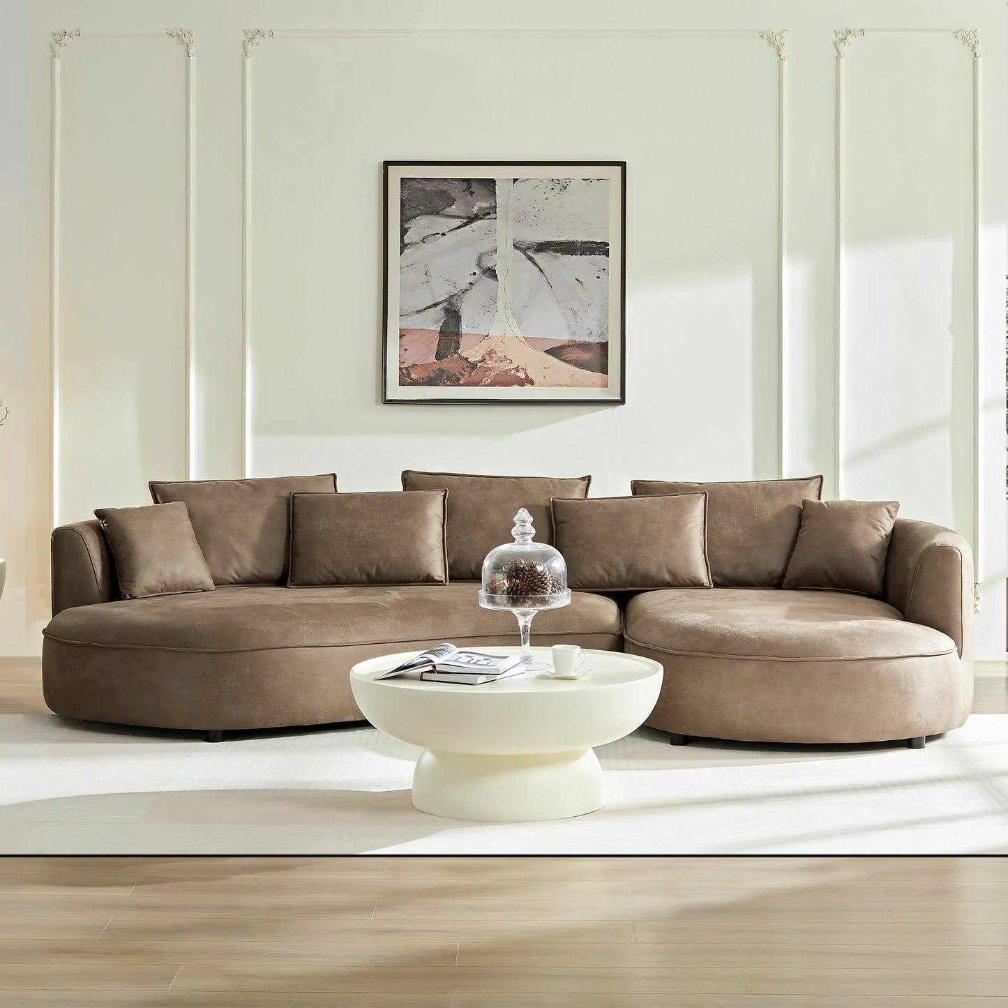 Right-Facing L-Shaped Sectional 128.74 Inch Modern Sectional Curved Sofa Couch