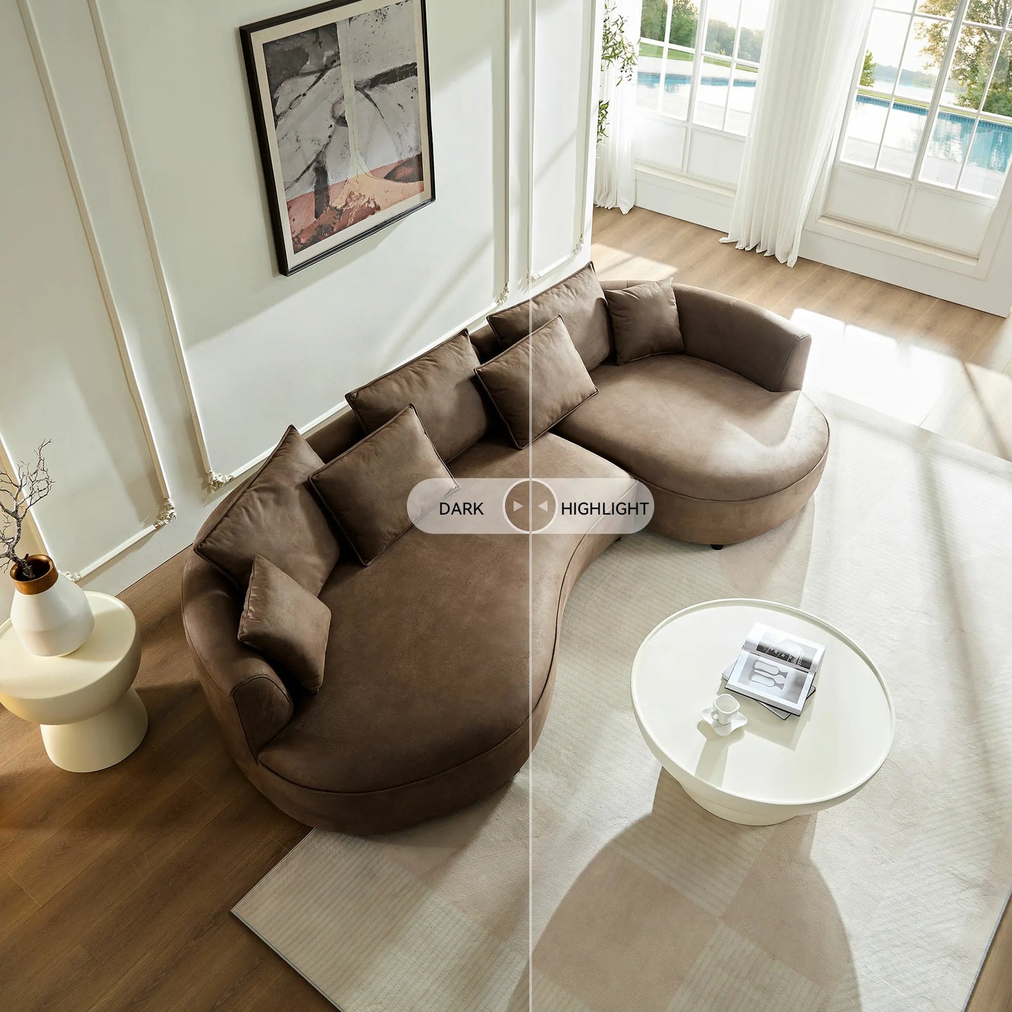 Right-Facing L-Shaped Sectional 128.74 Inch Modern Sectional Curved Sofa Couch