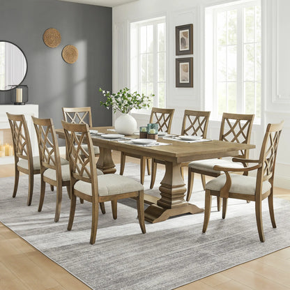 (1 Table + 2 Arm Chairs + 4 Armless Chairs)Retro 102.01 Inch Extendable 7 PCS Wooden Dining Table Set