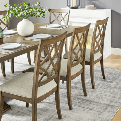 (1 Table + 2 Arm Chairs + 4 Armless Chairs)Retro 102.01 Inch Extendable 7 PCS Wooden Dining Table Set