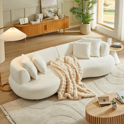 102.36 inch 4-Seat Boucle Fabric Cream Style Couch