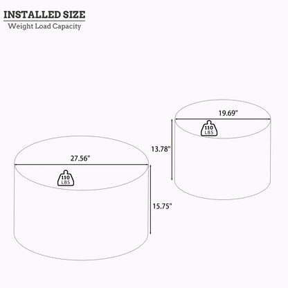 2-Piece Nested Round Coffee Table Set - Burl Wood Veneer MDF