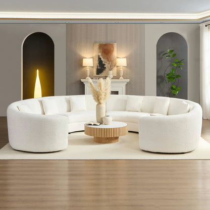 4PCs set Mid-Century Modern Beige Symmetrical Circle Sectional Sofa