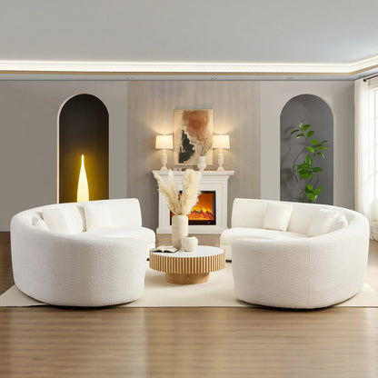 4PCs set Mid-Century Modern Beige Symmetrical Circle Sectional Sofa