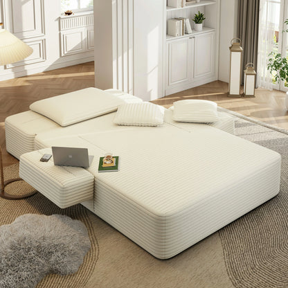 Plush Corduroy Chaise Lounge – Convertible Sofa Bed, Frameless