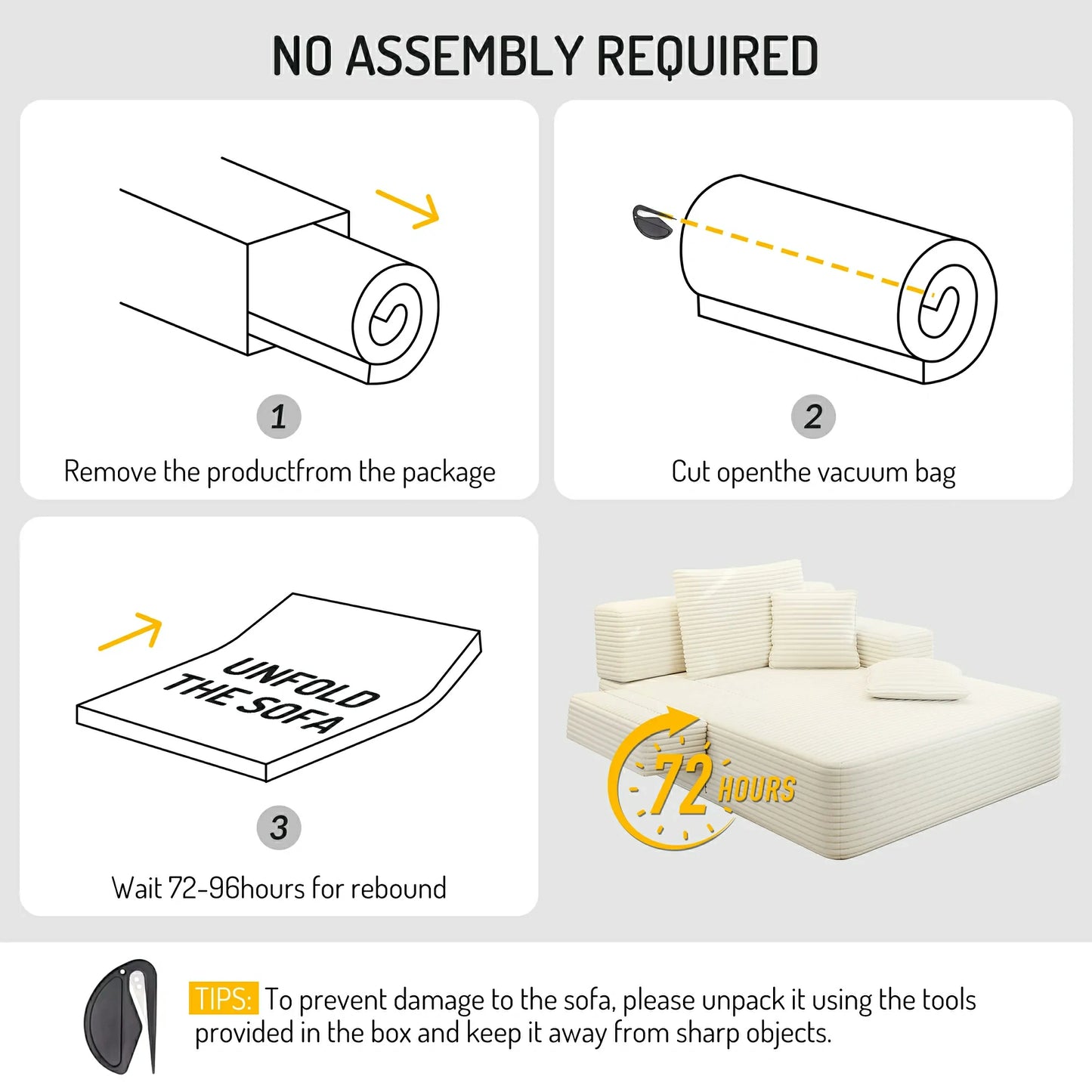 Plush Corduroy Chaise Lounge – Convertible Sofa Bed, Frameless