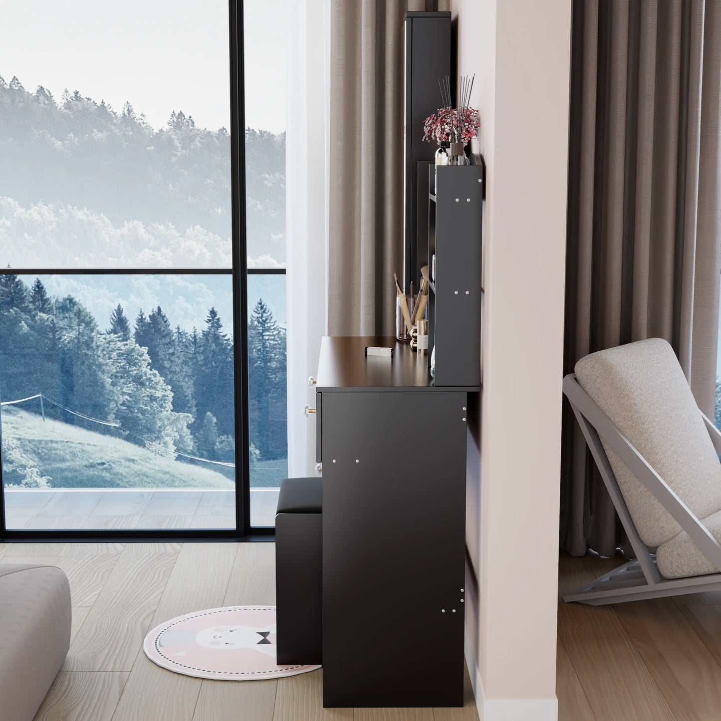 Full Body Mirror Cabinet & LED Vanity Set with Storage