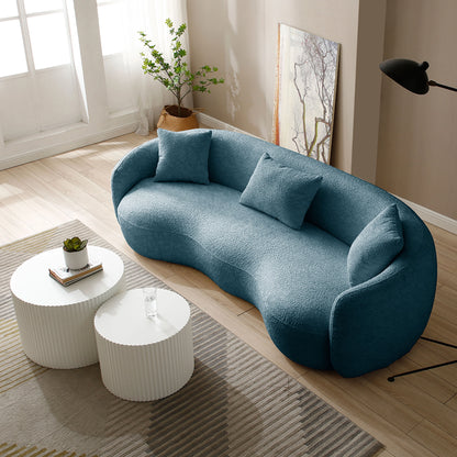 94.00" Cloud Cluster Modern Curved 4-Seat Boucle Sofa – Off-White Fabric Couch