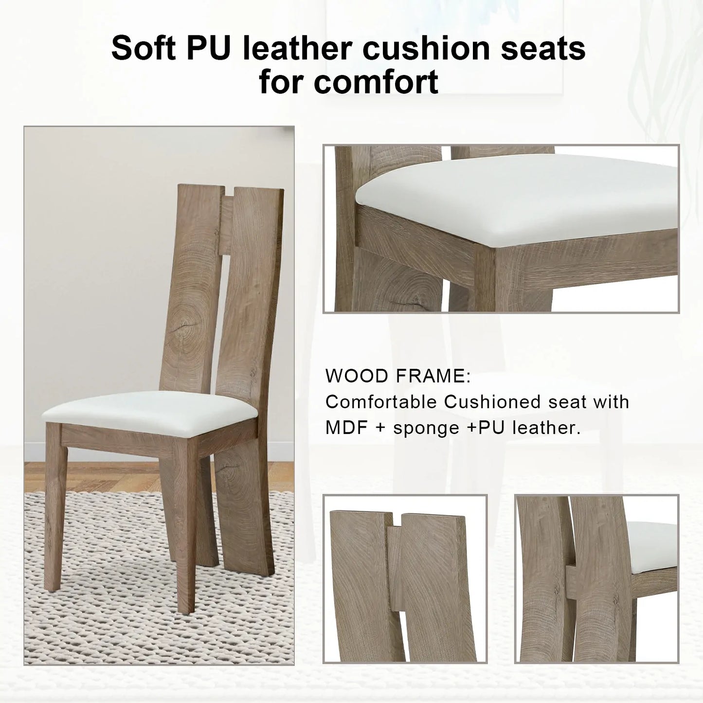 Dining Chair Set of 2 MDF, sponge .PU Leather Upholstered Cushion