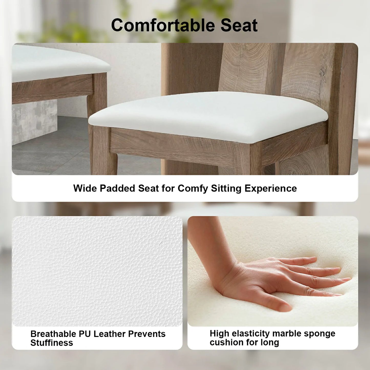 Dining Chair Set of 2 MDF, sponge .PU Leather Upholstered Cushion