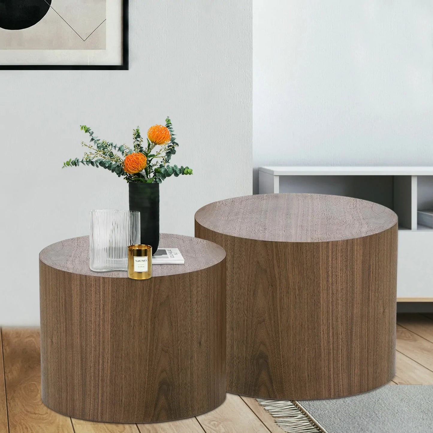 MDF with veneer coffee table set of 2