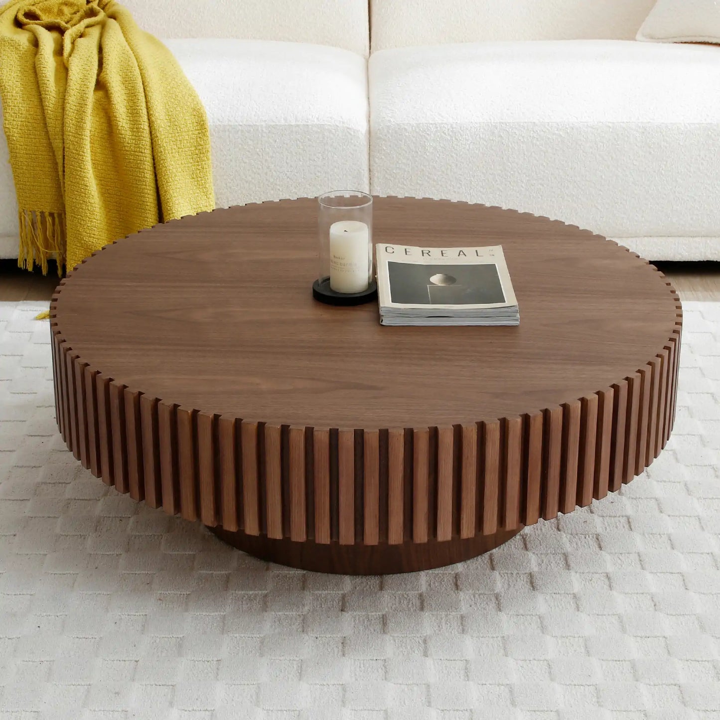 Modern Handcraft Drum Coffee Table Circle Coffee Table