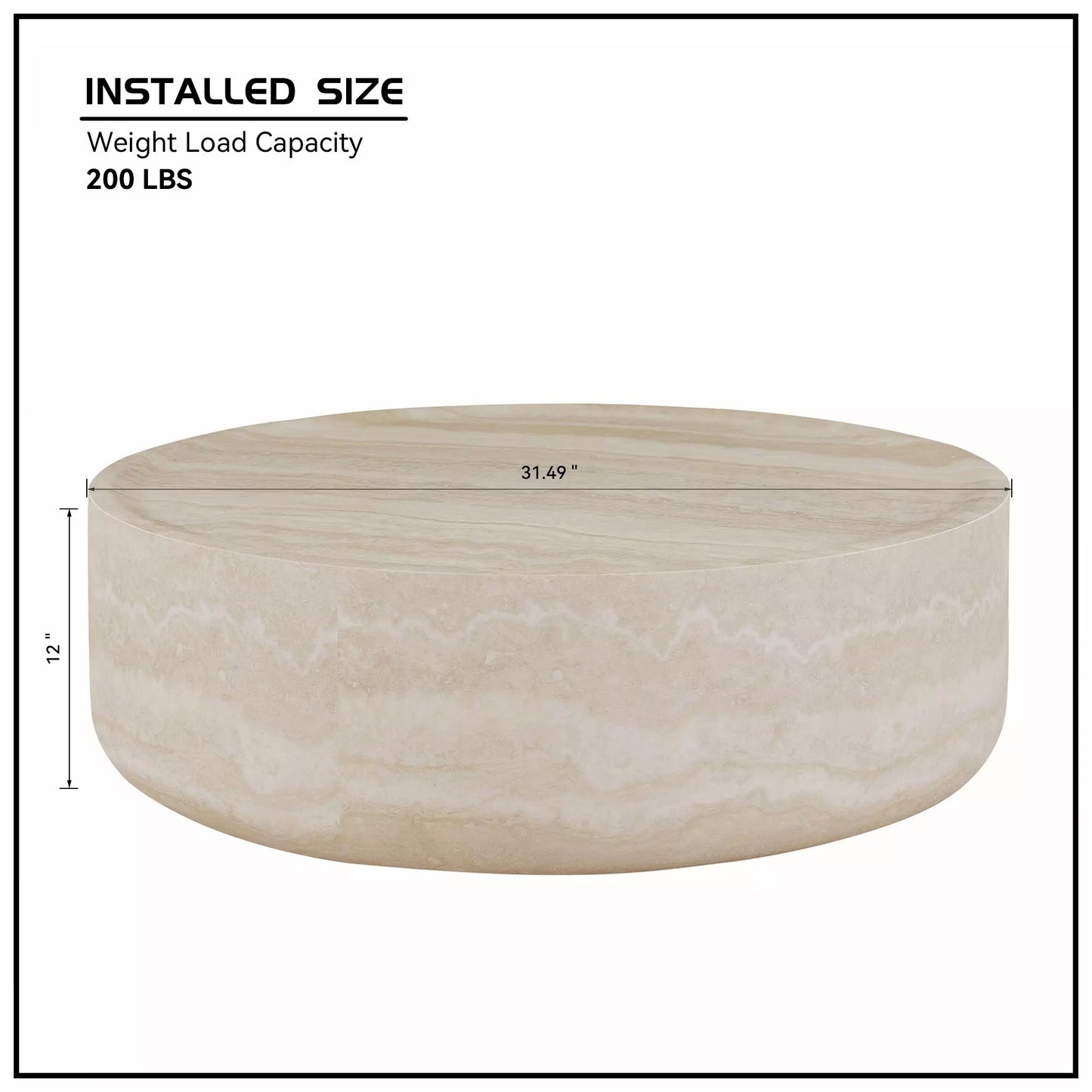 Round Faux Mars Pattern Coffee Table with Travertine Texture