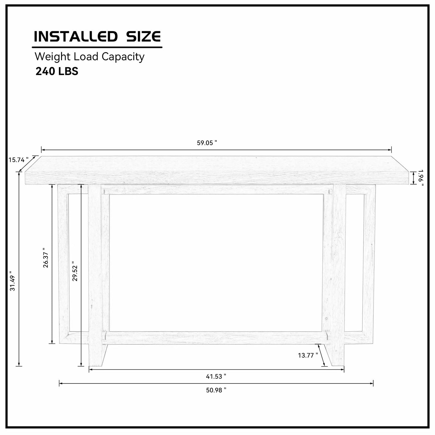 59.05-Inch Oak Finish MDF Console Table