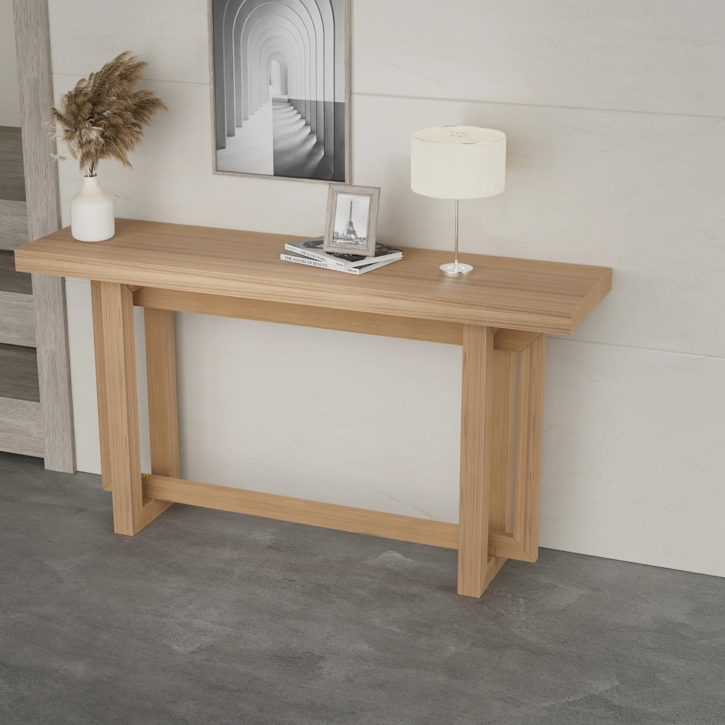 59.05-Inch Oak Finish MDF Console Table