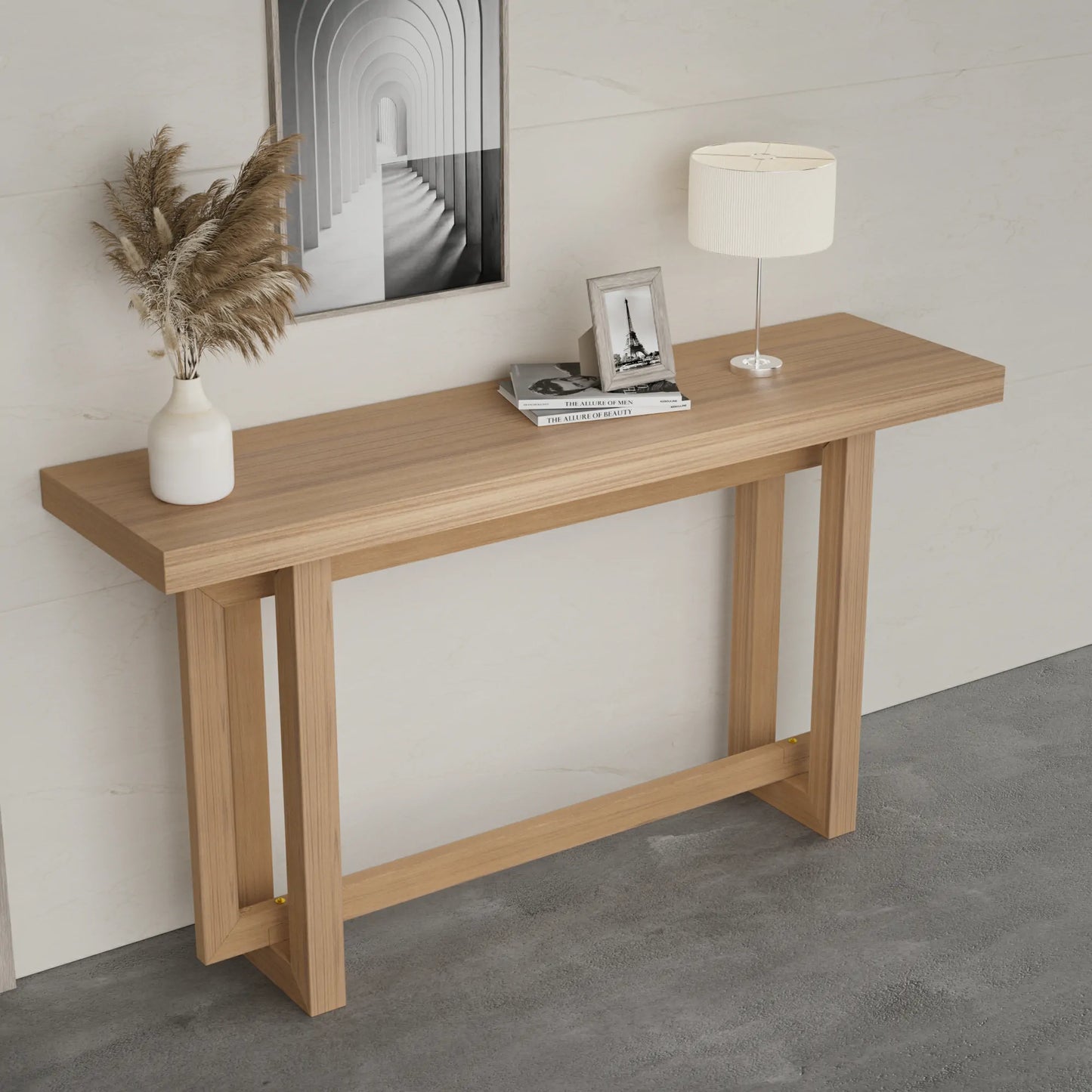 59.05-Inch Oak Finish MDF Console Table