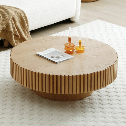 Modern Handcraft Drum Coffee Table Circle Coffee Table