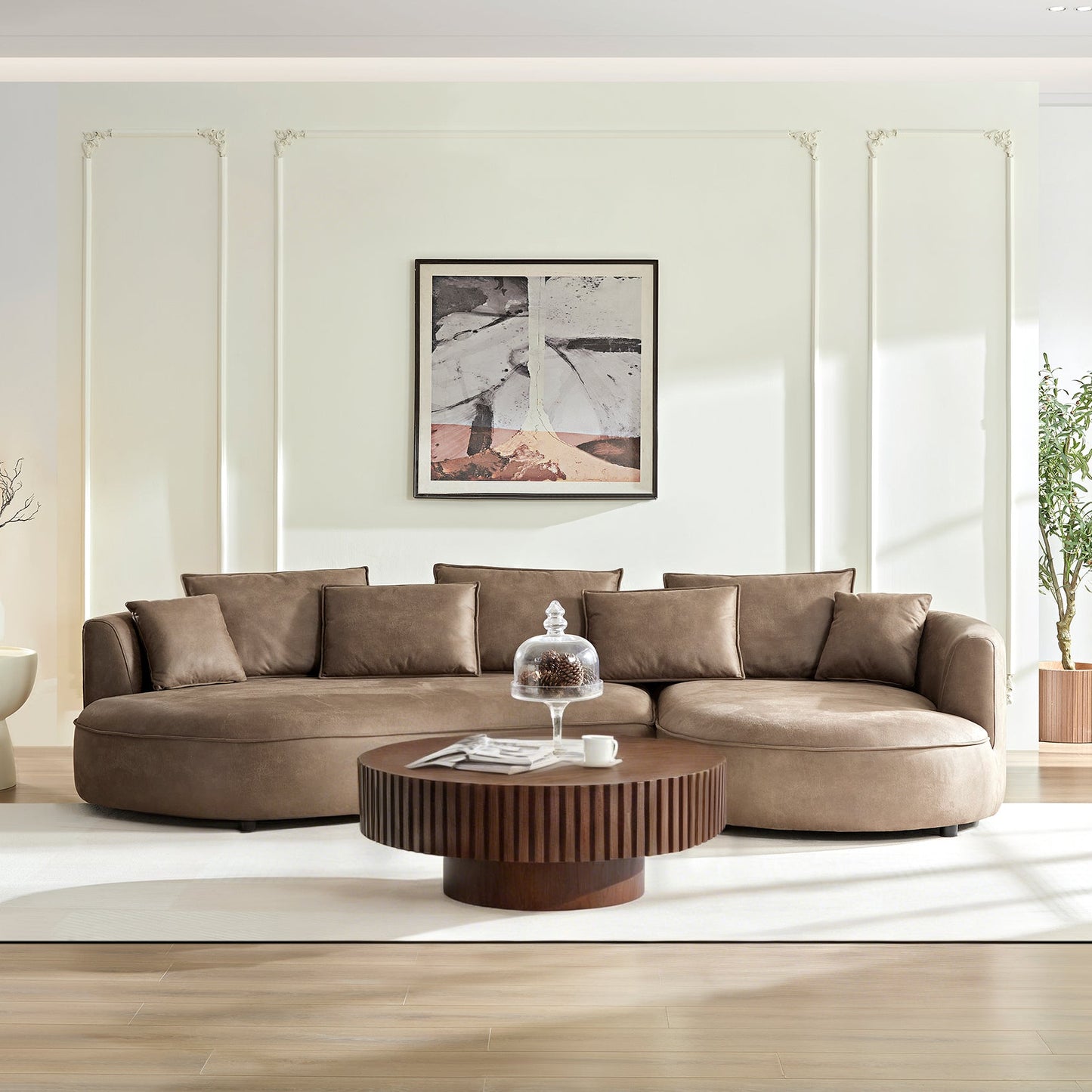 Modern Handcraft Drum Gear Coffee Table with Solid wood trim