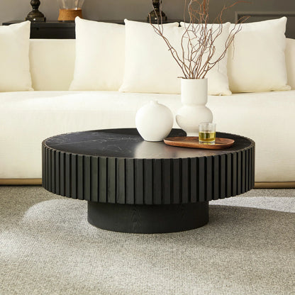 35.43'' Nesting Round Sintered Stone Tabletop Modern Drum Coffee Table