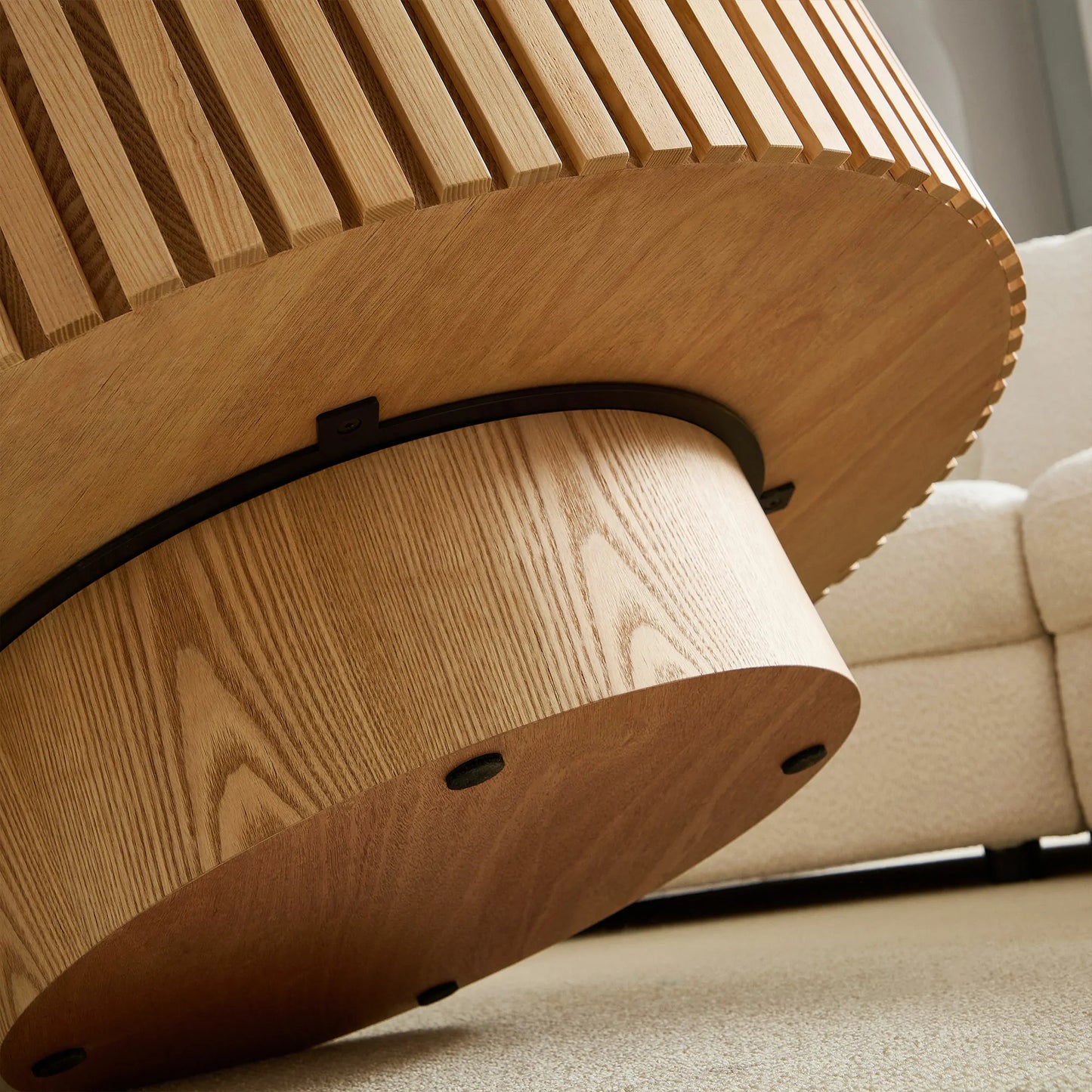 35.43'' Nesting Round Sintered Stone Tabletop Modern Drum Coffee Table