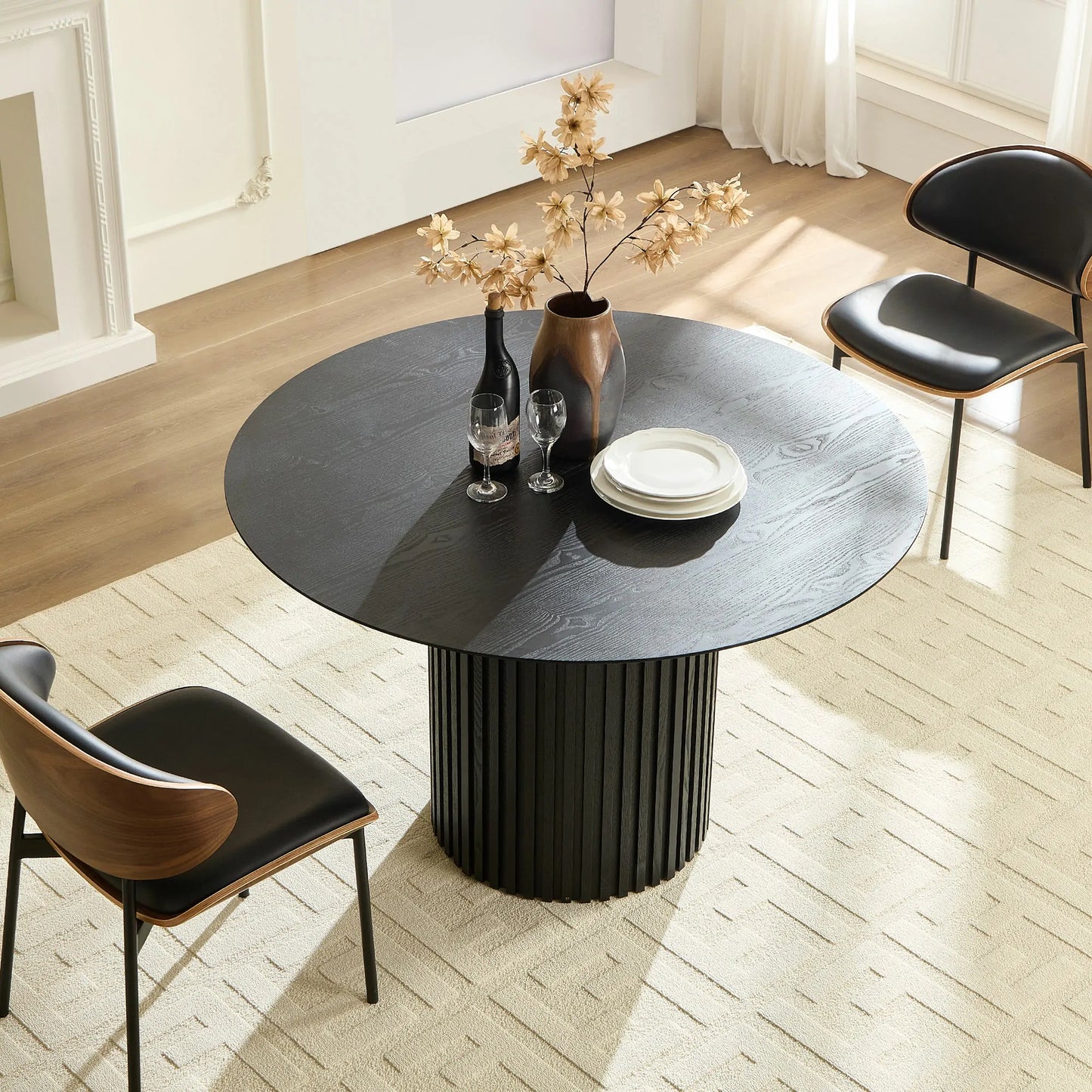 46.45 inch MDF Round Dinner Tables Mid-Century Modern Table