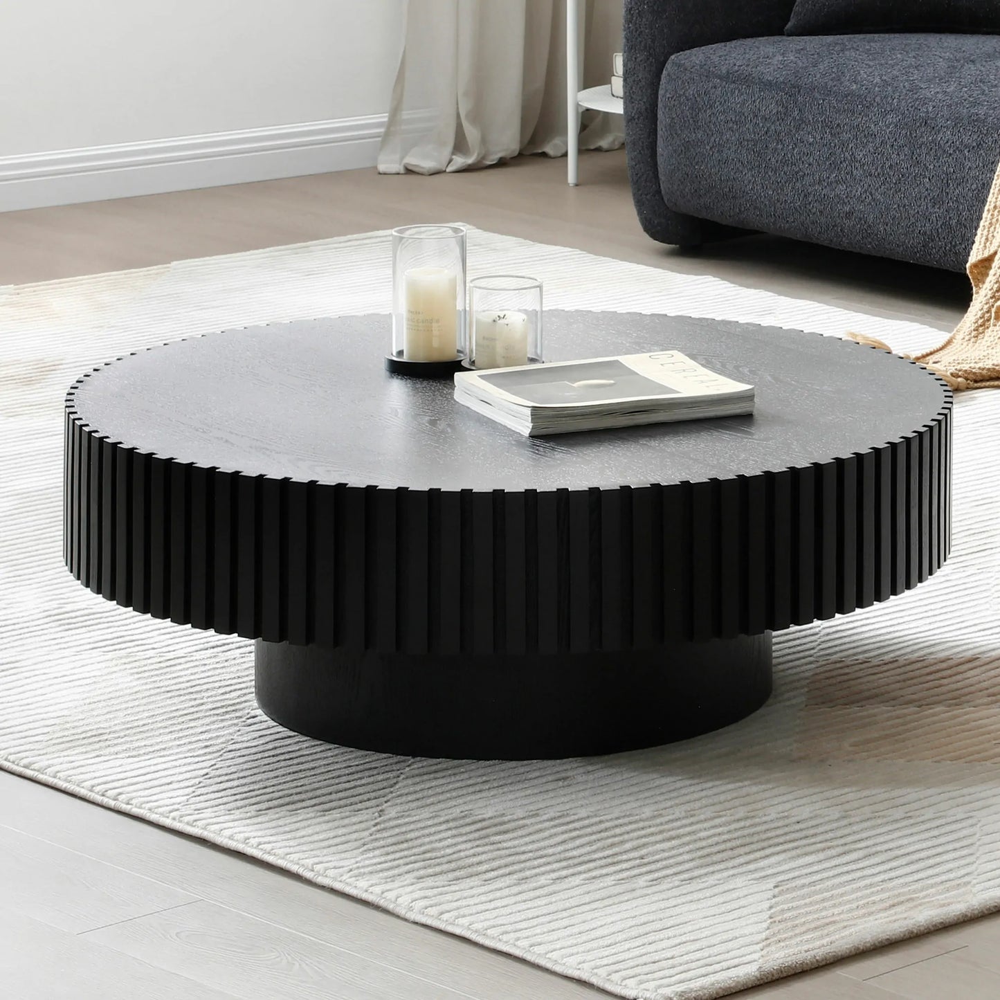 Modern Handcraft Drum Coffee Table Circle Coffee Table