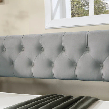 Daybed with Trundle Upholstered Tufted Sofa Bed, with Button and Copper Nail on Arms