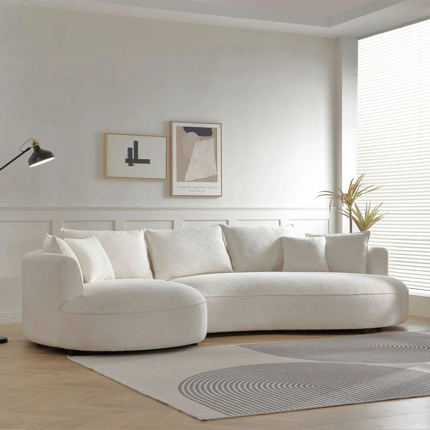 124.80"Beige Curved Sofa with Ingenious Shape – Modern, Stylish Design