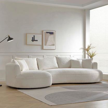 124.80"Beige Curved Sofa with Ingenious Shape – Modern, Stylish Design