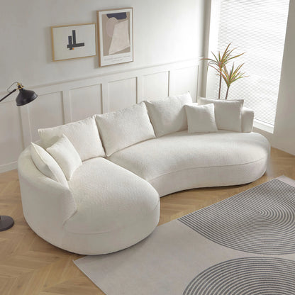 124.80"Beige Curved Sofa with Ingenious Shape – Modern, Stylish Design