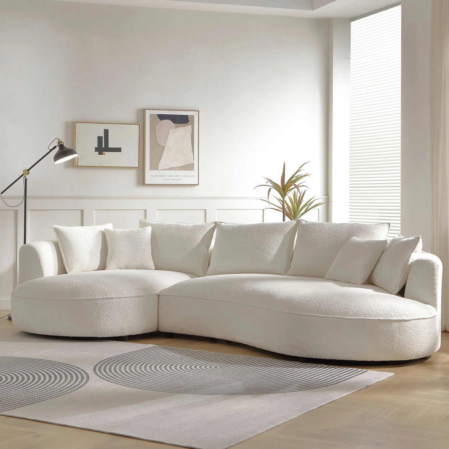 124.80"Beige Curved Sofa with Ingenious Shape – Modern, Stylish Design